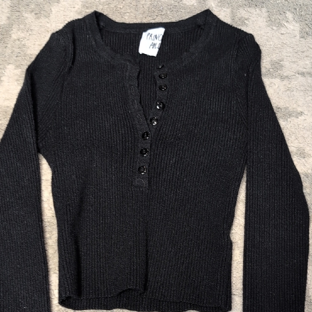 Princess Polly Black Ribbed Crop Top